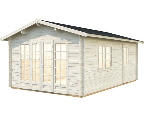 Gartenhaus aus Holz mit Fenstern und Türen