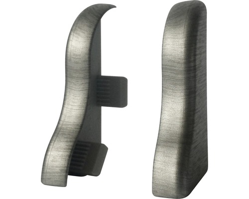 Zwei Sockelleistenabschlüsse aus Kunststoff