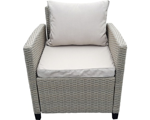 Gartensessel aus Rattan mit Sitzkissen und Rückenkissen
