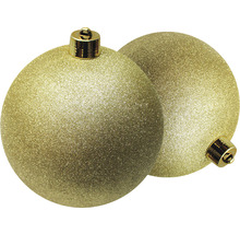 Zwei Christbaumkugeln mit Glitzer