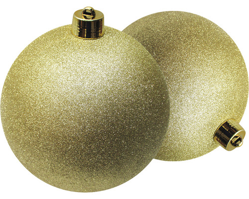 Zwei Christbaumkugeln mit Glitzer