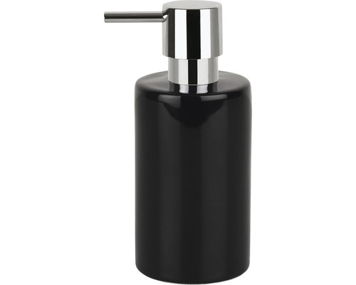 Schwarzer Seifenspender mit Chrompumpe