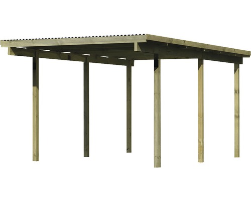 Holzcarport mit Metalleindeckung