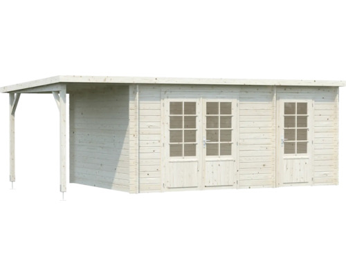 Gartenhaus mit Überdachung und Fenstertüren