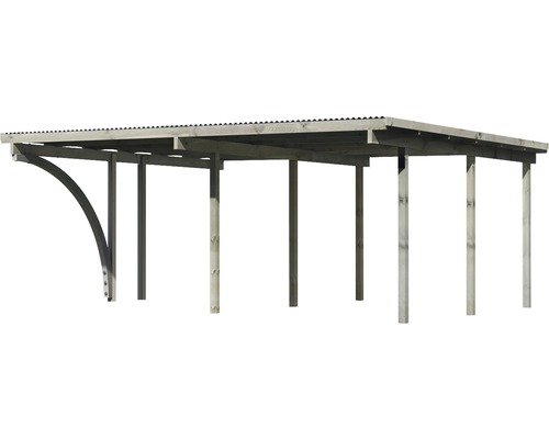 Holzcarport mit Dach und Stützpfosten