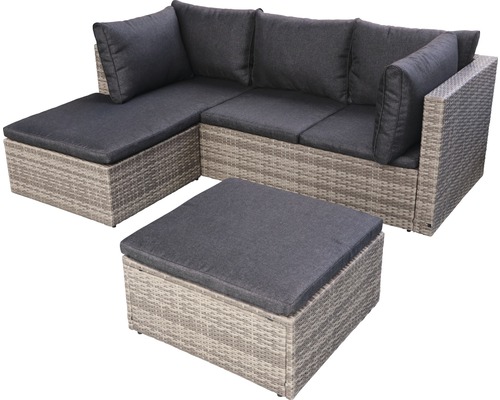 GARDEN PLACE Gartenmöbelset Relax 5-Sitzer 2-tlg. inkl. Sitzkissen Aluminium Polyrattan Bicolour hell- dunkelgrau