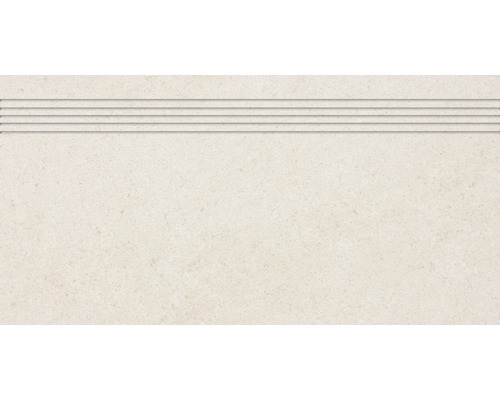 Stufenfliese Udine elfenbein unglasiert 30 x 60 cm Fliesenmuster mit vier gerillten Linien