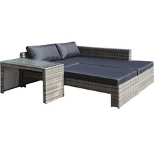 Gartenmöbelset GARDEN PLACE Chicago 4-Sitzer 4-tlg. grau aus Polyrattan und robustem Aluminium, Rückenlehne verstellbar, inkl. Sitzkissen