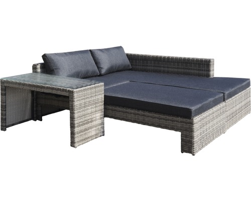 Gartenlounge mit Tisch und Polsterauflagen