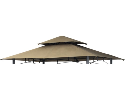Ersatzteil Pavillondach für Grillpavillon 240 x 150 x 245 cm Polyester beige Detailansicht eines Pavillons mit zweistufigem Dach