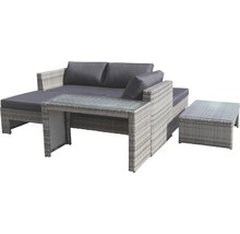 Gartenmöbelset GARDEN PLACE Chicago 4-Sitzer 4-tlg. grau aus Polyrattan und robustem Aluminium, Rückenlehne verstellbar, inkl. Sitzkissen