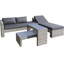 Gartenmöbelset GARDEN PLACE Chicago 4-Sitzer 4-tlg. grau aus Polyrattan und robustem Aluminium, Rückenlehne verstellbar, inkl. Sitzkissen