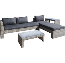 Gartenmöbelset GARDEN PLACE Chicago 4-Sitzer 4-tlg. grau aus Polyrattan und robustem Aluminium, Rückenlehne verstellbar, inkl. Sitzkissen