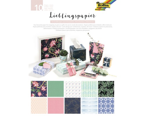 Dekorpapier Set mit zehn Bögen für Geschenke und Dekorationen