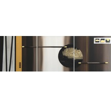 Dreiteiliges Wandbild mit abstrakten Formen und Linien