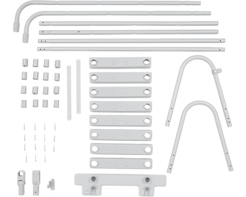 Einzelteile eines Duschvorhanghalters