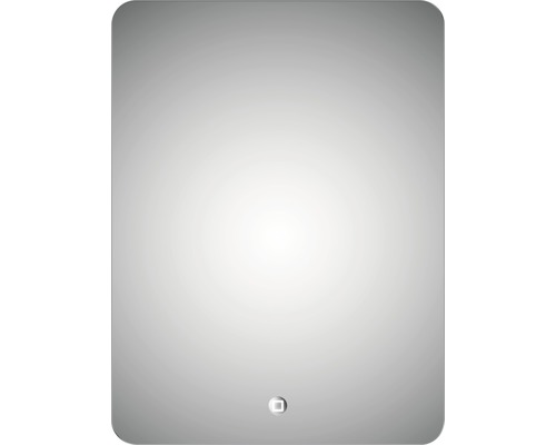 Rechteckiger Badezimmerspiegel mit abgerundeten Ecken und Bedienelement