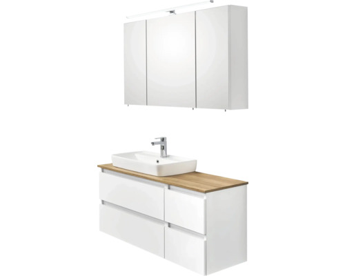 Badezimmermöbel-Set mit Waschtischunterschrank, Aufsatzwaschbecken und Spiegelschrank