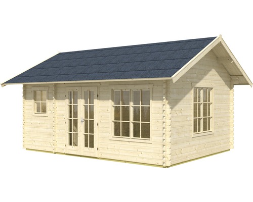 Holzgartenhaus mit Fenstern und Doppeltür