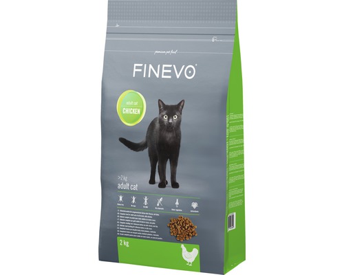 Katzenfutter trocken FINEVO Adult Cat Huhn 2 kg Finevo Trockenfutter Huhn für erwachsene Katzen, 2 Kilogramm Packung