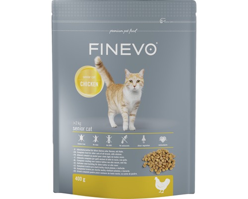 Katzenfutter trocken FINEVO Senior Cat Huhn 0,4 kg Finevo Katzenfutter Senior Cat mit Huhn im 400 Gramm Beutel