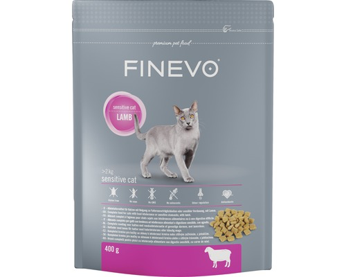 Katzenfutter trocken FINEVO Sensitive Cat Lamm 0,4 kg Finevo Katzenfutter Lamm für sensible Katzen, 400 Gramm Packung