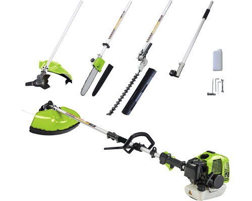 Gartenpflegeset Zipper ZI-GPS 182Jinkl. Aufsätze- Entaster, Sense, Trimmer, Heckenschere