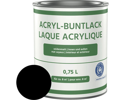 Acryl-Buntlack seidenmatt tiefschwarz 750 ml