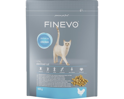 Katzenfutter trocken FINEVO Sterilised Cat Huhn 0,4 kg FINEVO Katzenfutter für sterilisierte Katzen mit Huhn, 2 Kilogramm