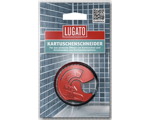 Lugato Kartuschenschneider in Verpackung für einfaches Öffnen und Zuschneiden von Kartuschenspitzen