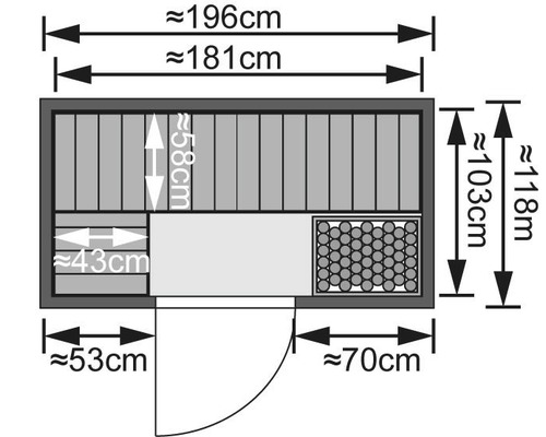 Elementsauna Karibu Mariado inkl. 9 kW Bio Ofen u.ext.Steuerung ohne Dachkranz mit bronzierter Ganzglastüre