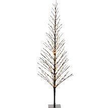 Dekorativer LED-Baum mit schwarzem Gestell und warmweißen Lichtern für den Innenbereich.
