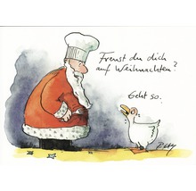 Weihnachtskarte mit Koch und Gans