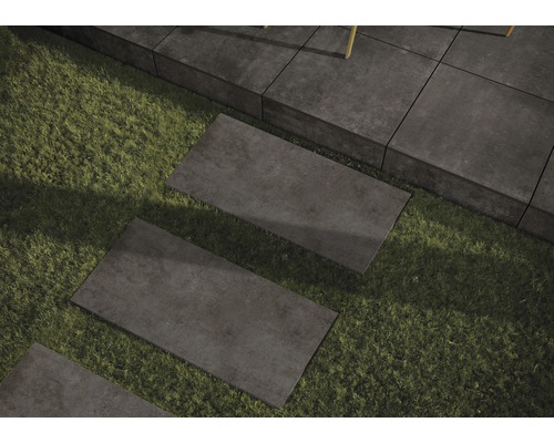 FLAIRSTONE Feinsteinzeug Terrassenplatte Urban Night Rust rektifizierte Kante 120 x 60 x 2 cm