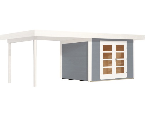 Holzgarage mit Anbau und Doppeltür