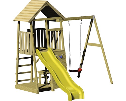 Spielturm mit Rutsche und Schaukel für den Außenbereich