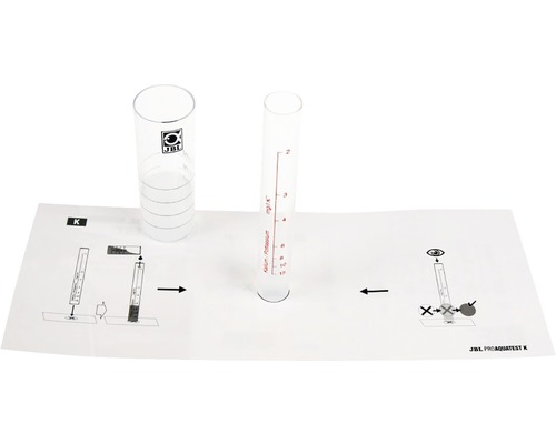 JBL ProAquaTest K Kalium Testset für Süßwasseraquarien mit zwei Messbechern und einer Bedienungsanleitung