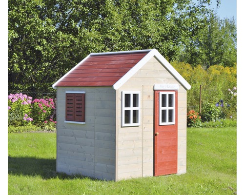 Spielhaus Gecko Holz 120x120x155 cm natur-rot-weiß