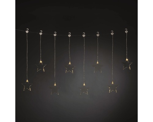 LED Lichterkettenvorhang Konstsmide Sterne 0,59 m x 1,05 m + Zuleitungslänge 5 m 8 LEDs Lichtfarbe warmweiß Lichterkette mit Sternen für Dekoration