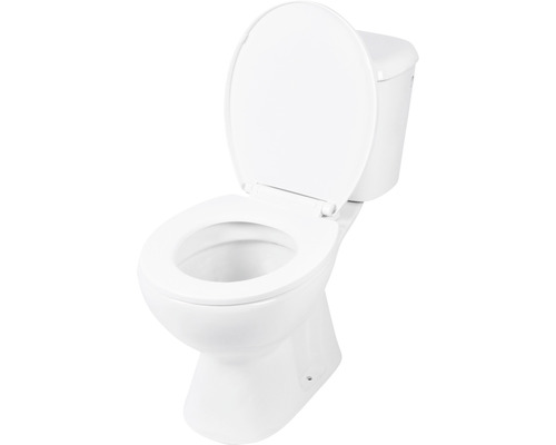 Weißes Stand-WC mit offenem Deckel