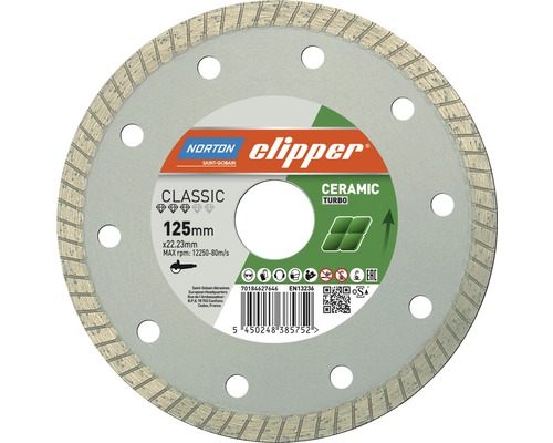 Norton Clipper Diamantscheibe Classic Ceramic Turbo Ø 125x22,23 mm Norton Clipper CLASSIC Keramik Turbo Trennscheibe, 125 mm Durchmesser