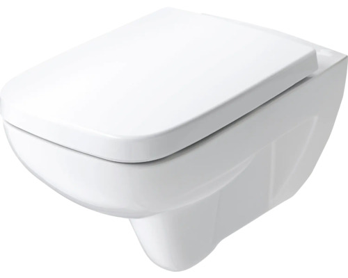 Wand-WC Set GEBERIT Renova Plan Tiefspüler ohne Spülrand weiß glänzend mit WC-Sitz CG05031000