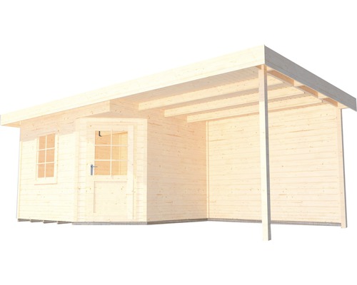 Holzgartenhaus mit überdachter Terrasse