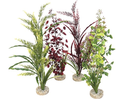 Sydeco Kunststoffpflanze Forest Sicily 45 cm zufällige Sortenauswahl Dekorative Aquariumpflanzen aus Kunststoff im Set