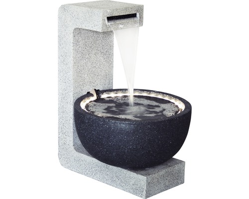 Design Gartenbrunnen mit runder Schale 52x44x65 cm Kunststein grau inkl. Schlauch und Pumpe Design Gartenbrunnen mit runder Schale 52x44x65 cm Kunststein grau inkl. Schlauch und Pumpe