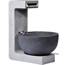 Design Gartenbrunnen mit runder Schale 52x44x65 cm Kunststein grau inkl. Schlauch und Pumpe-thumb-2