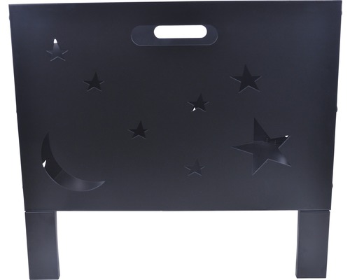 Brennholzregal mit Mond und Sternmotiven