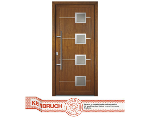 Haustür Signum Modell 1 RC2 Kunststoff weiß/goldenoak 800 x 2140 mm DIN Links