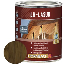 LH Lasur Holzschutzfarbe im Metalleimer mit Farbbeispiel und Produktinformationen