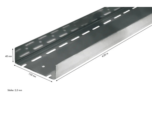 Kabelrinne, 4 Meter lang, 150 Millimeter breit und 40 Millimeter hoch